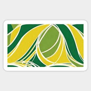 Modern Green Yellow Asymmetric Patterns And Very Expressive Abstractions Sticker